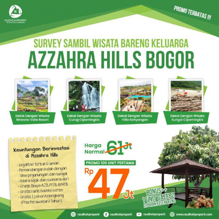 Jual cepat tanah kavling Azzahra hill banyak bonusnya