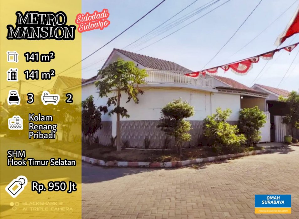 RUMAH SIDODADI SIDOARJO KOLAM RENANG PRIBADI DKT CANDI, SIDOKARE