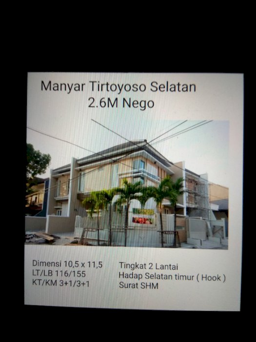 Dijual Rumah posisi Hook Manyar Tirtoyoso Selatan