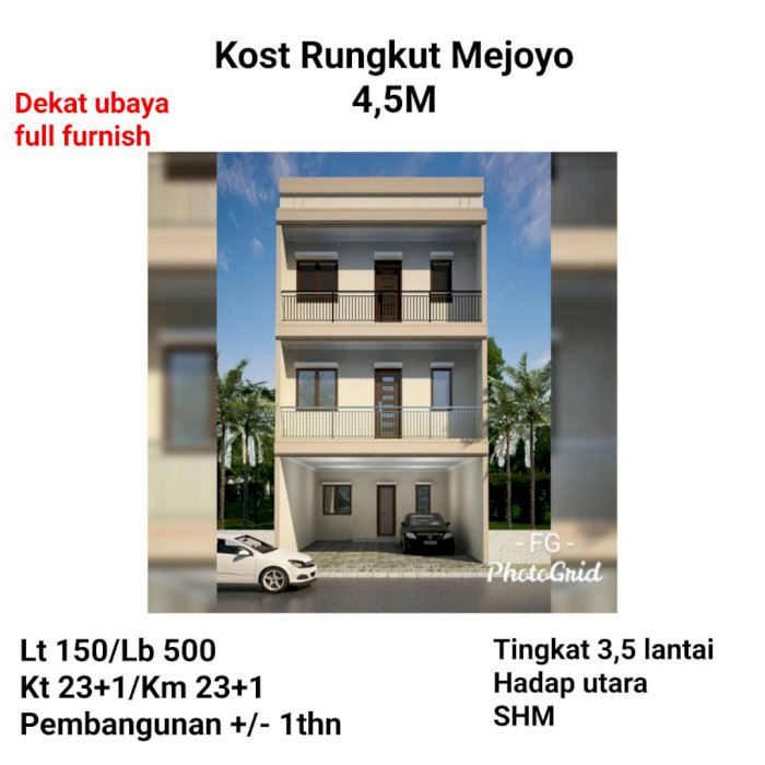 Dijual Rumah Kost Rungkut Mejoyo 4,5M