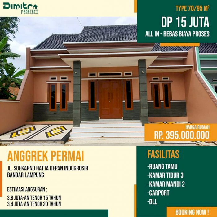 Rumah Murah Berkualitas  Desain Suka-suka Lokasi Rajabasa