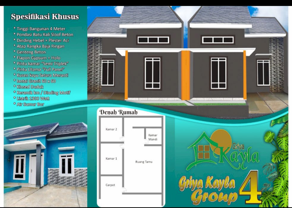 Rumah DiJual Griya Kayla cash/KPR BANK SYARIAH ANGSURAN PLAT 3Jtaan