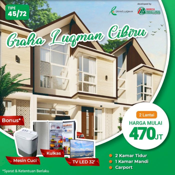 Rumah 2Lantai Murah Di Graha Luqman Cibiru Cileunyi Bandung Dekat UPI
