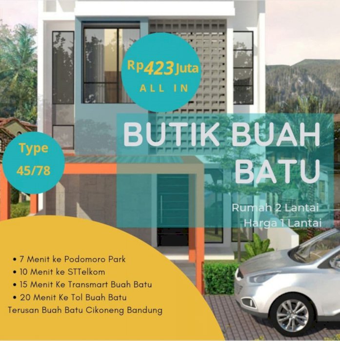 Rumah 2Lantai Harga 1Lantai Sisa 6Unit Di Butik Buah Batu Bandung