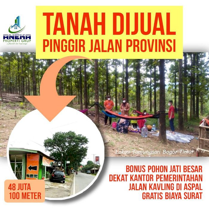 Jual Tanah Kavling  Murah Pinggir Jalan Surat SHM Bonus Pohon Jati