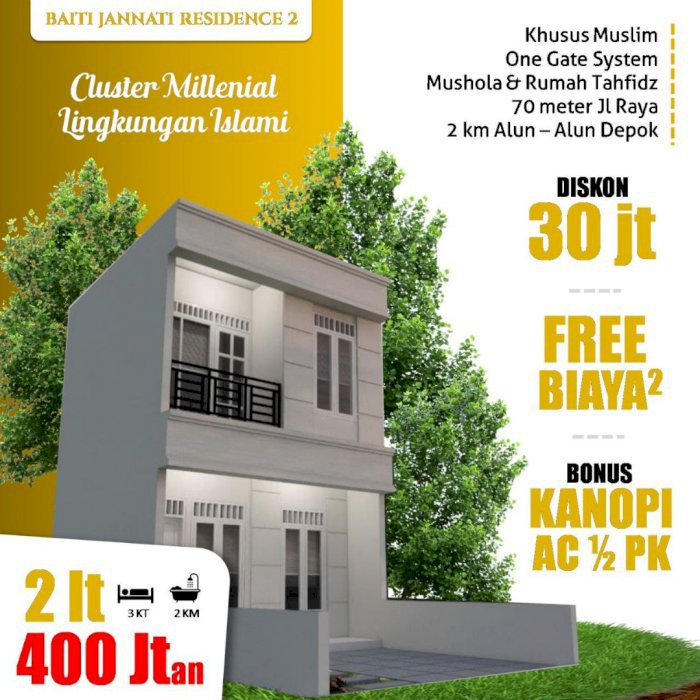 Dijual rumah 2 lantai dekat alun-alun kota  Depok