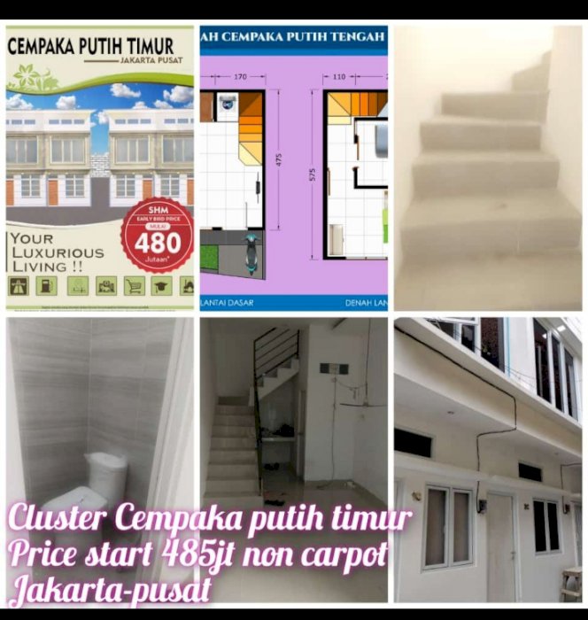 Dijual rumah murah cempaka putih timur Gg. Jambu 2lt(shm) bebas banjir