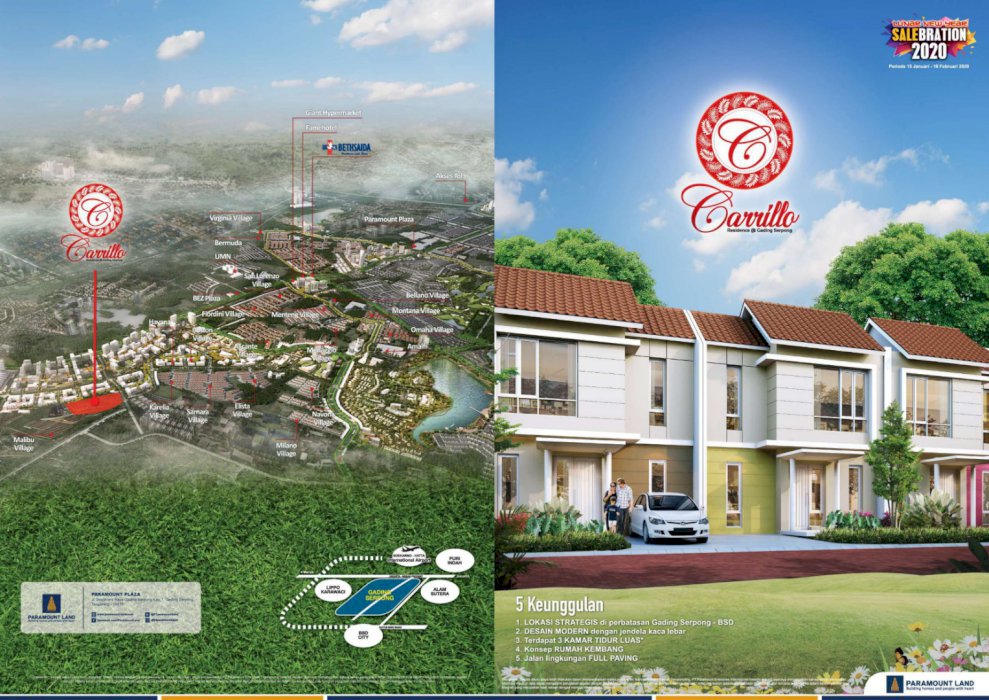 Dijual Cluster Carrillo unit khusus tipe hook di Gading Serpong