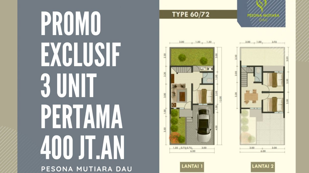 Rumah 2 lantai pesona mutiara dau