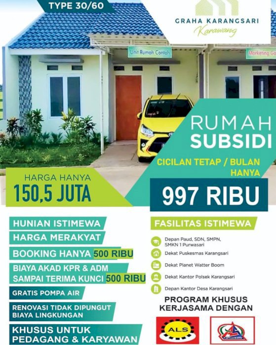 Rumah murah dibantu KPR sampai BERES di Graha Karangsari Karawang