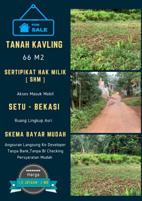 Jual tanah kavling di setu bekasi strategis dekat harvest city