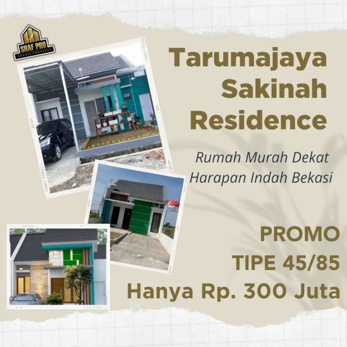 Rumah Murah Dekat Harapan Indah Bekasi Promo 3 Unit Pertama