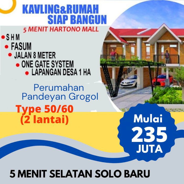 Rumah Pesan Bangun Murah dekat Solo Baru