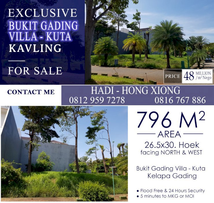 DIJUAL Kavling Bukit Gading Villa - Kuta, Kelapa Gding. 5 Menit ke MOI