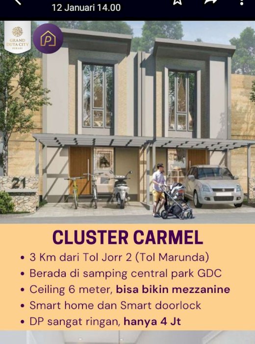 Cluster Cannery Grand Duta City Lifestyle Mewah Pondok Unggu Bekasi