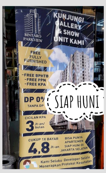 Studio Apartement Bintaro Park View Siap Huni Jakarta Selatan