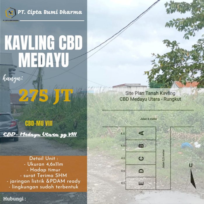 Tanah kavling medayu utara PT CBD