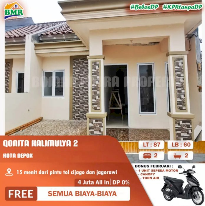 BELI RUMAH SIAP HUNI DP 0% DIDEPOK BONUS MOTOR