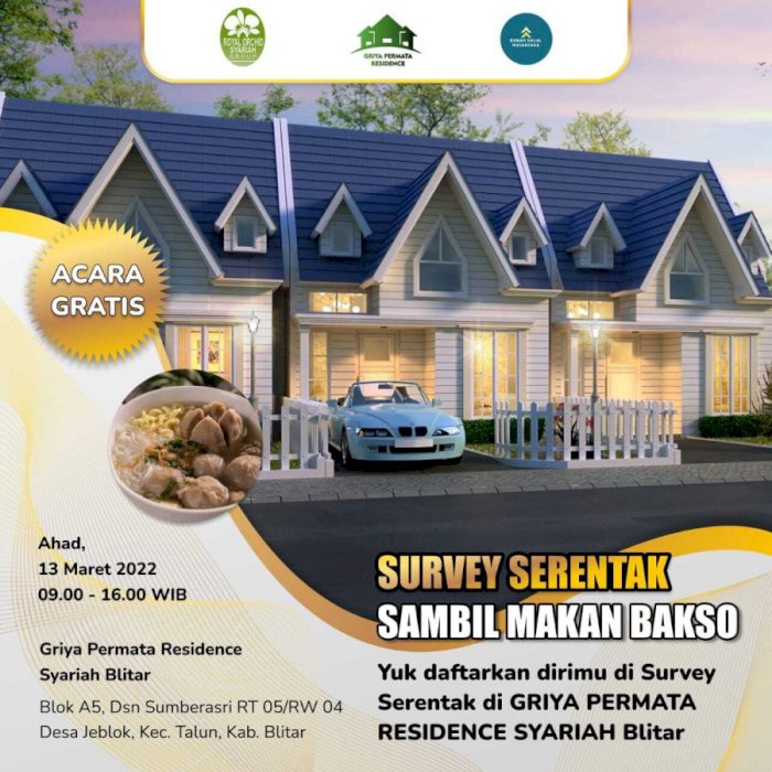 Di Jual Murah Perumahan Syariah Blitar Promo Perdana 170 jt Desa Jeblog, Kec.,,,