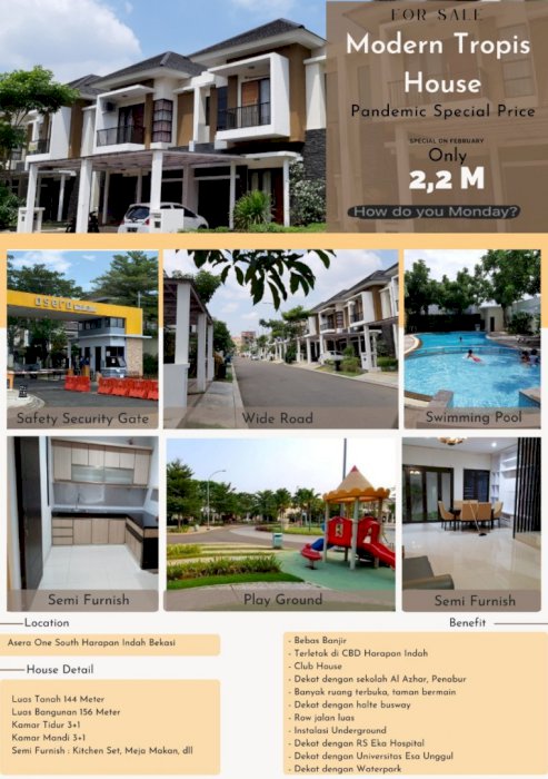 Rumah Tropis di Asera One Harapan Indah