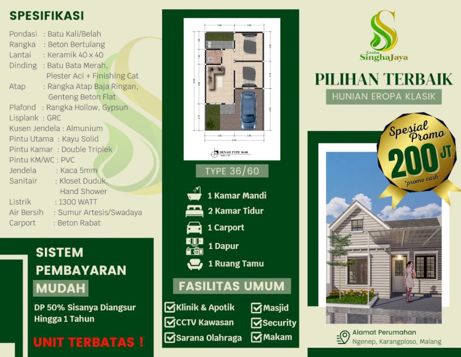 Rumah di Malang karangploso free SHM