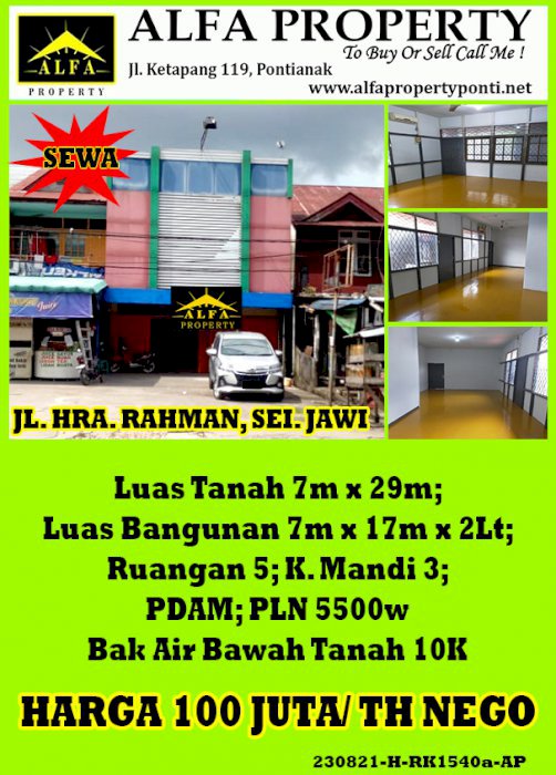 Ruko Hra Rachman Sui Jawi Pontianak, Kalimantan Barat