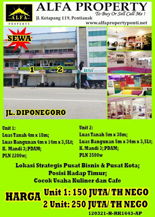 Ruko Diponegoro Pontianak Kalimantan Barat