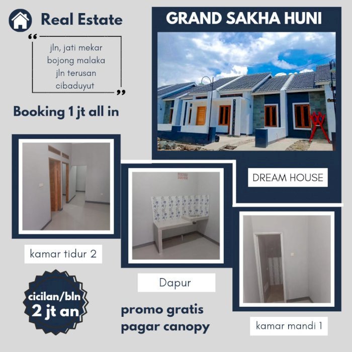 RUMAH KPR TANPA DP CUKUP BOOKING 1 JUTA ALL IN ANGSURAN 2 JUTA