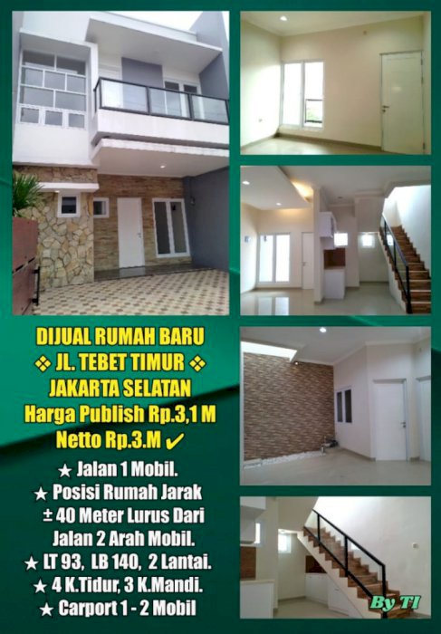 Dijual Murah Rumah Baru Model Minimalis di Tebet Timur