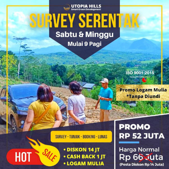 TANAH KAVLING UTOPIA HILLS Diskon 14jt + 10jt