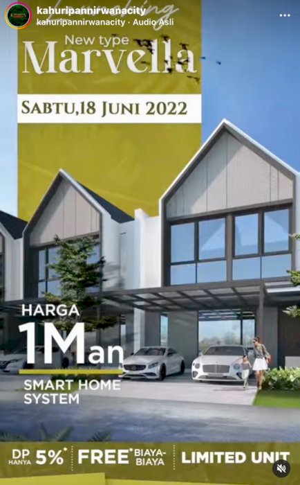 NEW TYPE â€œMARVELLAâ€ 1M AN, DP 5%, FREE BIAYA2  SMARTHOME SYSTEM