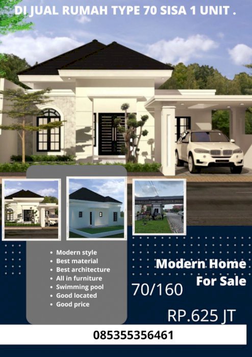 TYPE RUMAH 70 TANAH 160 DI JUAL CEPAT SISA 1 UNIT LAGI JL SRIKANDI