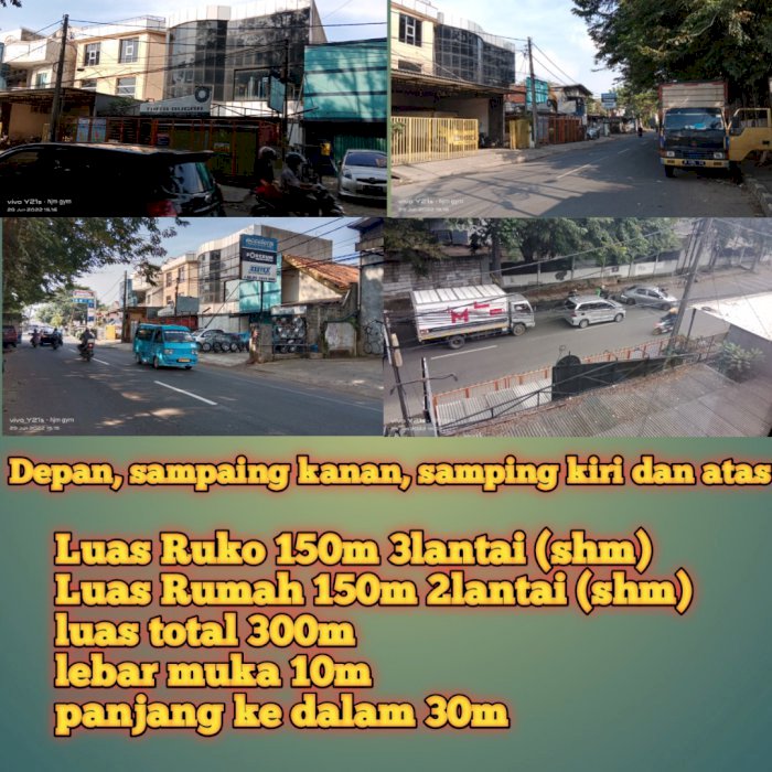 Jual Ruko 3 lantai gandeng dengan Rumah 2lantai luas 300m shm ada 2