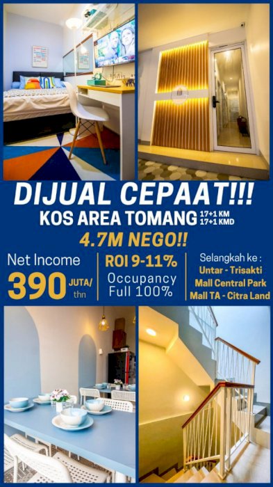 Dijual Murah Kost-Kostan Anti Pandemi di Tomang Grogol Jakarta Barat