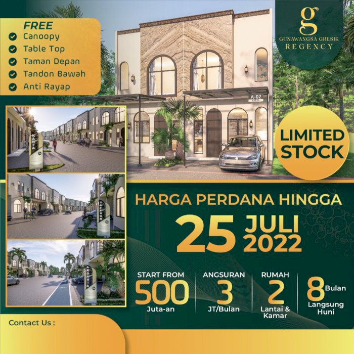 HUNIAN MODERN, DIKAWASAN SUPERBLOK GUNAWANGSA GRESIK, UTJ 10 JT