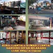 RUMAH 2 LANTAI GANDENG RUKO 3 LANTAI LOKASI SANGAT STRATEGIS DI CIMONE