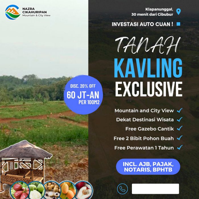 Miliki Tanah Kavling Strategis Exlusive Dekat Wisata Bogor