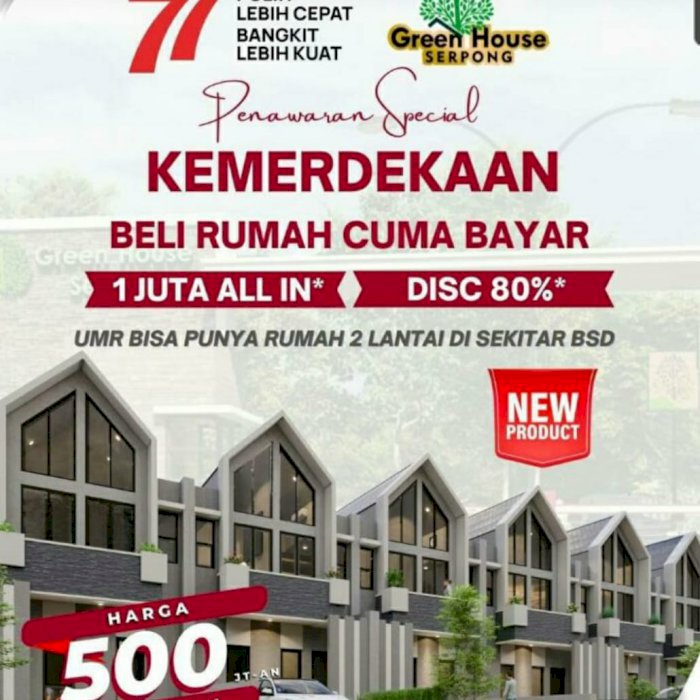 Rumah dua lantai istimewa Cisauk kawasan BSD 1 jt sudah all in
