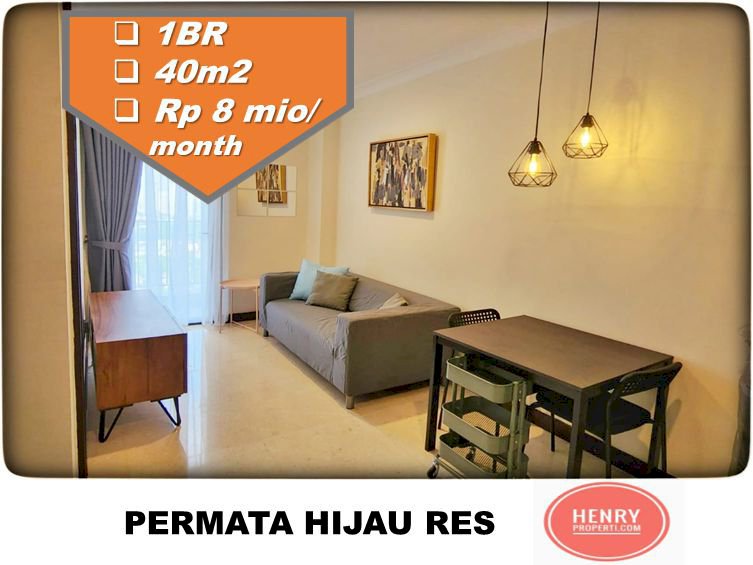 For Rent Beauty Unit 1BR at Permata Hijau Residence Full Furnish