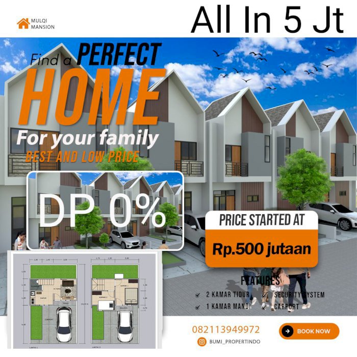 Di Jual Rumah Tanpa DP cicilan mulai 3jtan