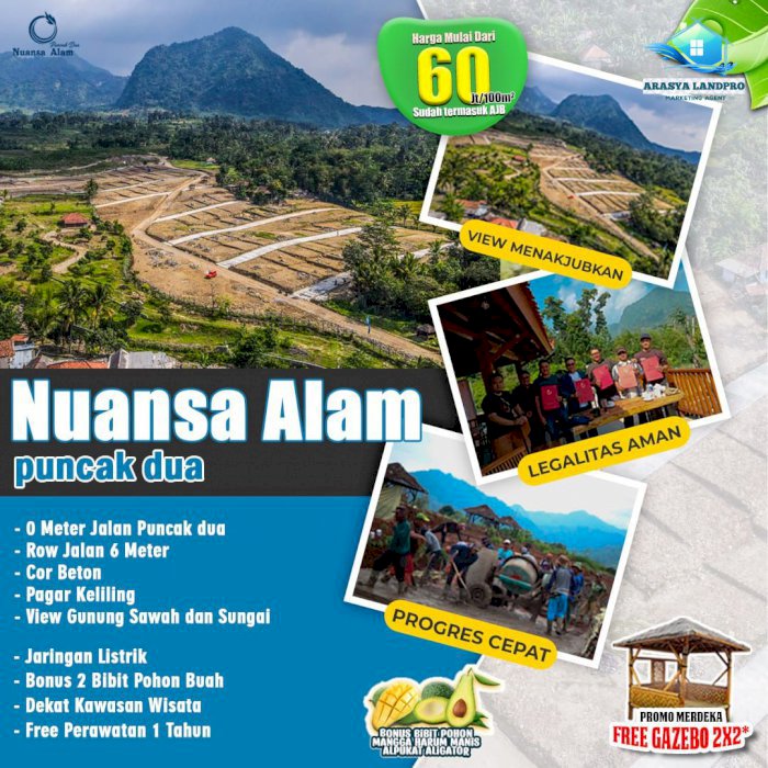 Kavling Nuansa Alam Puncak Dua Strategis Nempel Jalur Puncak 2