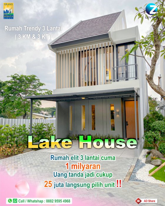 Dijual perumahan Grandwisata Z living, type modern, rumah 3 lt, DP 0