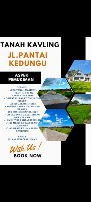Jual tanah kavling kedungu dekat pantai dan aspek pemukiman