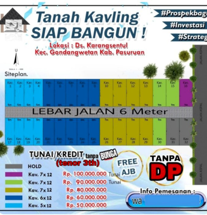 DI JUAL TANAH KAPLING MURAH SIAP BANGUN DI PASURUAN JAWA TIMUR