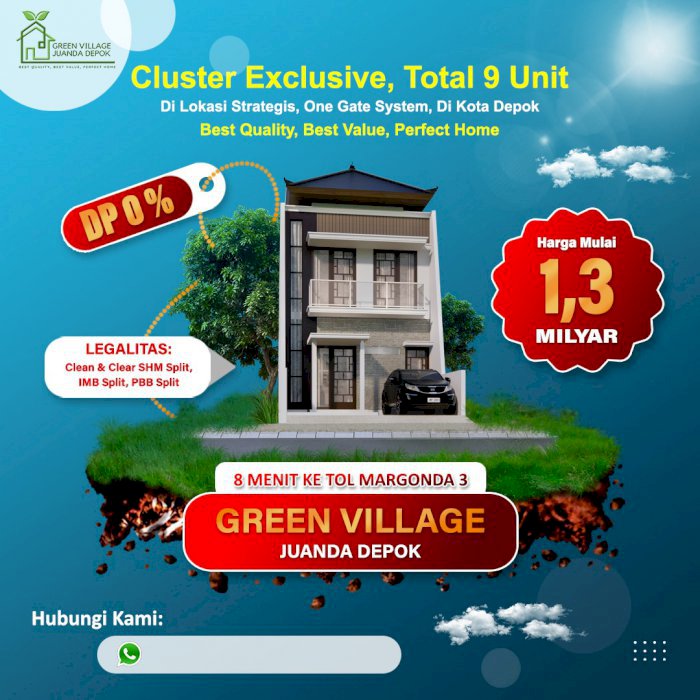 Rumah Dijual Cepat Dekat RTM Depok Green Village Juanda Depok