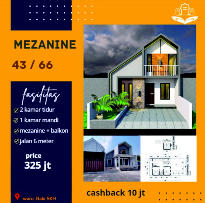 Hunian nyaman asri 1,5 lantai di Gentan waru kredit tanpa bi cheking