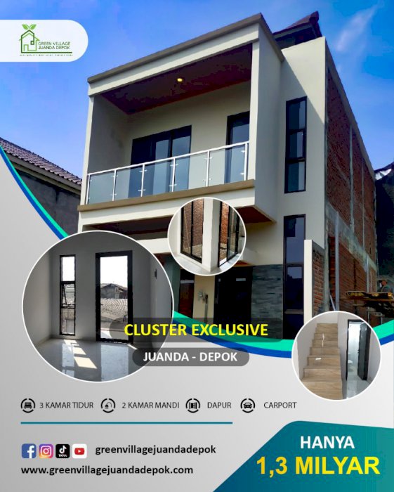 Rumah Di Cluster Exclusive Green Village Juanda Depok Dekat Duta Pelni