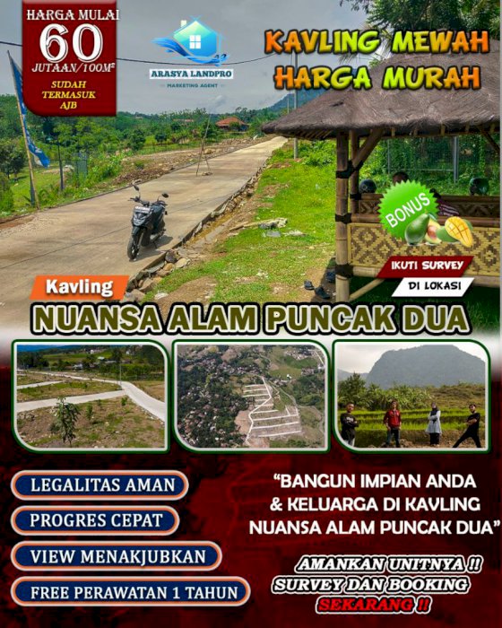 TANAH KAVLING NUANSA ALAM PUNCAK DUA EKSKLUSIF NEMPEL JALUR PUNCAK 2