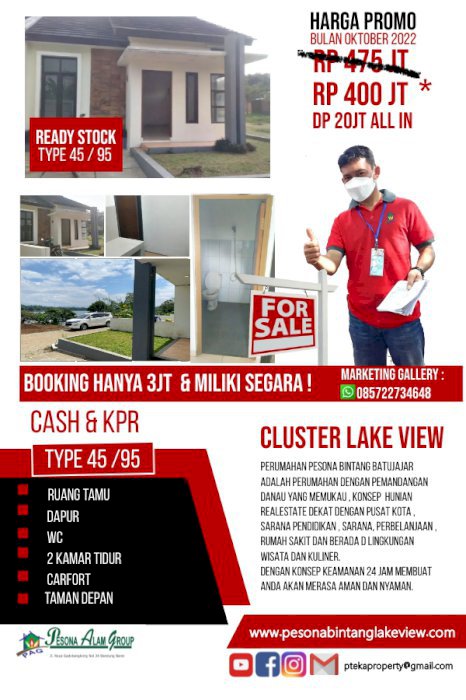jual rumah ready stock type 45/95 cash & KPR