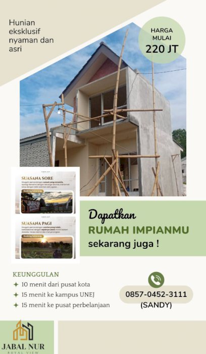 Rumah Murah Jember Kota  View Pegunungan Area Strategis